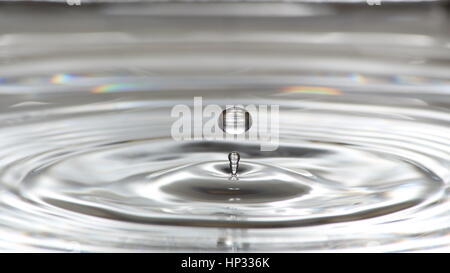 Splash of a Water Drop in black and white Stock Photo