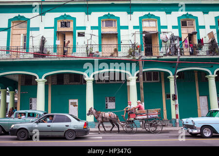 Street scene, in Padre Varela street, Centro Habana District, La Habana, Cuba Stock Photo