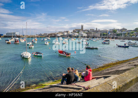 United Kingdom, South West England, Cornwall, view of Penzance harbour and town Stock Photo