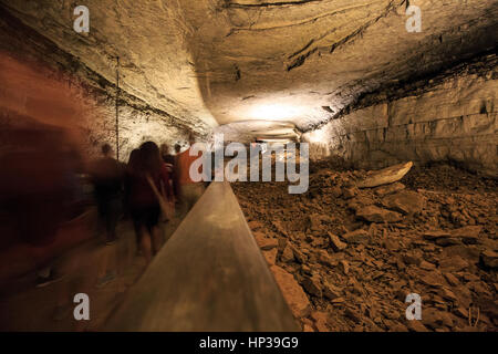 Underground walking underground cave tour at Mammoth Cave National Park Stock Photo