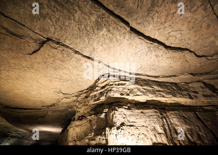 Underground walking underground cave tour at Mammoth Cave National Park Stock Photo