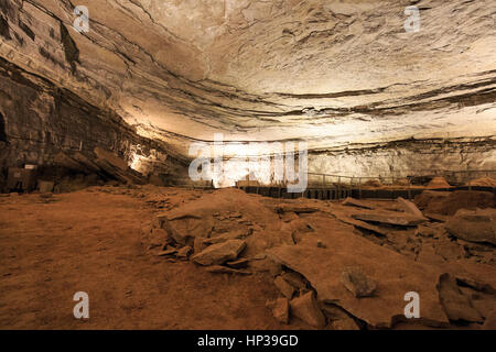 Underground walking underground cave tour at Mammoth Cave National Park Stock Photo