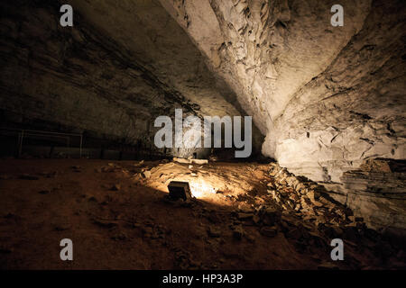 Underground walking underground cave tour at Mammoth Cave National Park Stock Photo