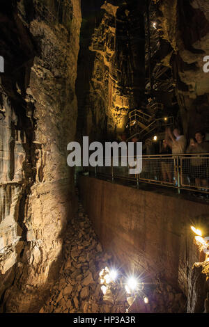 Underground walking underground cave tour at Mammoth Cave National Park Stock Photo