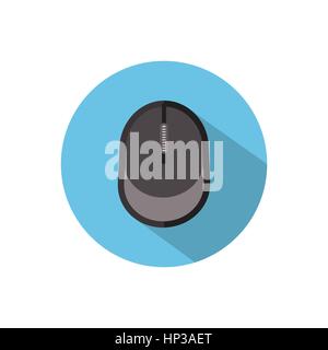 computer mouse. isolated on white background in a bright circle. Trendy flat style for graphic design, logos, website, social media, mobile applicatio Stock Vector