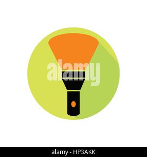 flashlight. on a white background in a bright circle. Trendy flat style for graphic design, logos, website, social media, mobile applications Stock Vector