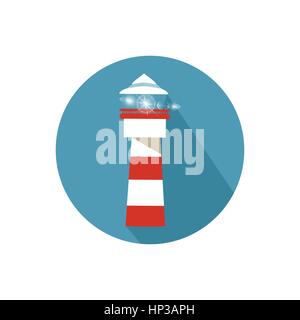 lighthouse. on a white background in a bright circle. Trendy flat style for graphic design, logos, website, social media, mobile applications Stock Vector