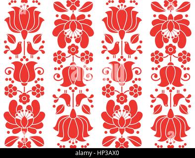 Seamless floral pattern - Kalocsai embroidery - traditional folk design from Hungary Stock Vector