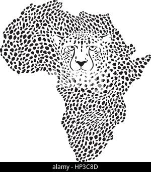 vector illustration symbol Africa in cheetah camuflage Stock Vector
