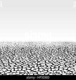 Environment devastation background, cracked extremely dried ground Stock Vector