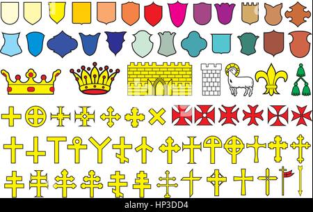 Elements of the heraldic emblem Stock Vector