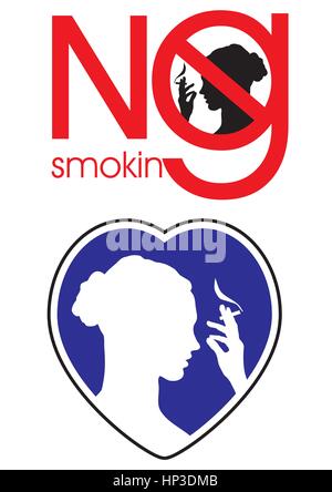 Smoking, illustration ban smoking and areas smoking Stock Vector