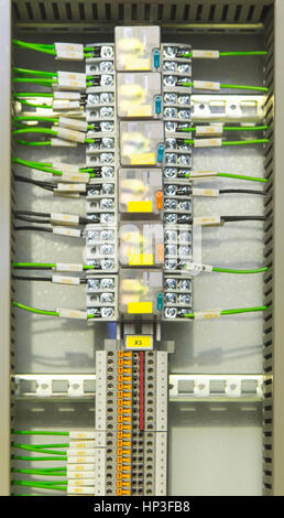 Relay panel with relays and wires Stock Photo - Alamy