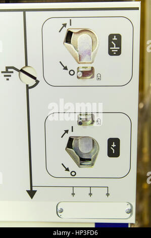 Command panel in modern electrical substation Stock Photo