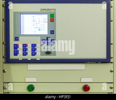 Command panel in modern electrical substation Stock Photo