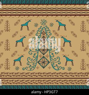 Tree moose natural ethnic background Stock Vector