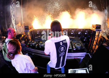 BENICASSIM, SPAIN - JULY 20: Alesso (Swedish DJ and electronic dance music producer) performs at FIB Festival on July 20, 2014 in Benicassim, Spain. Stock Photo