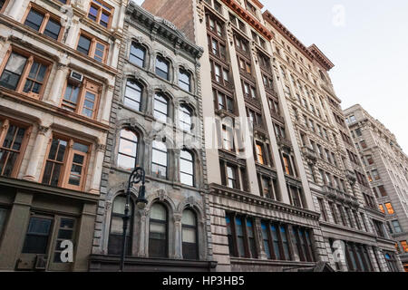 Historic cast-iron buildings in Soho 539 Broadway, Lower Manhattan, in New York City, USA Stock Photo