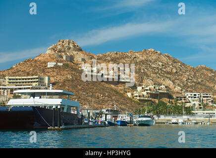 Coast line view of Cabo san lucas mexico. Boat transportation in cabo san lucas reasort Stock Photo