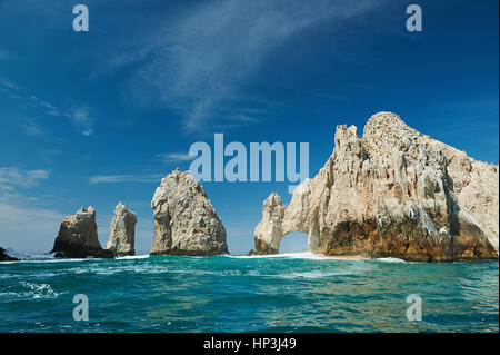 Sanny day in Cabo San Lucas tourist destination. Arch rock at clear green sea in Cabo San Lucas Mexico