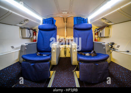 Luxury cabin in airplane for pilot and copilot Stock Photo