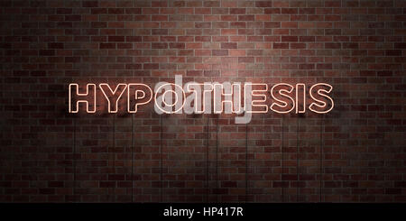 HYPOTHESIS - fluorescent Neon tube Sign on brickwork - Front view - 3D rendered royalty free stock picture. Can be used for online banner ads and dire Stock Photo