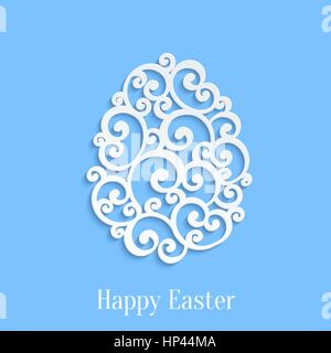 Happy Easter Greeting Card with Paper Cut Easter Egg. Vector Design Template Stock Vector