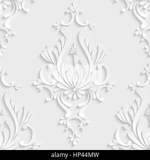 Vector Floral Damask 3d Seamless Pattern Background. Decoration For Wallpaper or Invitation Card Stock Vector