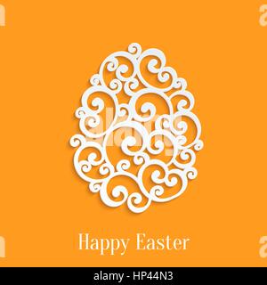 Happy Easter Greeting Card with Paper Cut Easter Egg. Vector Design Template Stock Vector