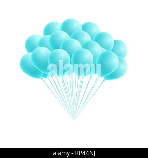 Vector illustration of bunch birthday or party blue balloons. Greeting or invitation card design element Stock Vector