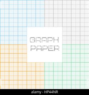 Vector set of  graph millimeter paper seamless pattern Stock Vector
