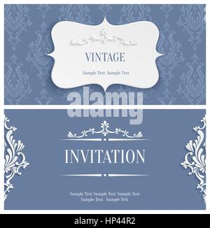 Vector Grey Vintage Background with 3d Floral Damask Pattern for Greeting or Invitation Card Design in Paper Cut Style Stock Vector