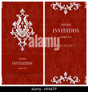 Vector Red 3d Floral Vertical Cards Set, Christmas or Invitation Template Stock Vector