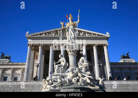 Pallas Athene statue infront of Parliament, Vienna, Austria, Europe Stock Photo