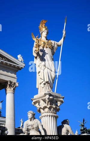 Pallas Athene statue in front of the Parliament,  Vienna, Austria, Europe Stock Photo