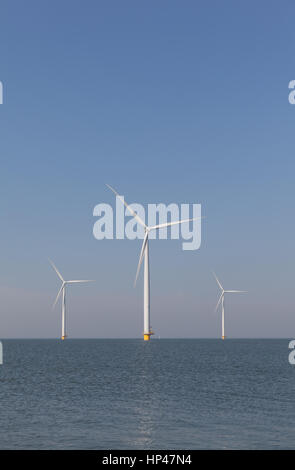 Windturbines  in the water producing alternative energy Stock Photo