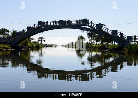 MADAGASCAR , Manajary, pedestrian bridge, canal des Pangalanes / MADAGASKAR, Kanal des Pangalanes Stock Photo