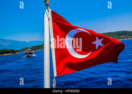 Turkish Flag waving -Dalgalanan Turk Bayragi Stock Photo