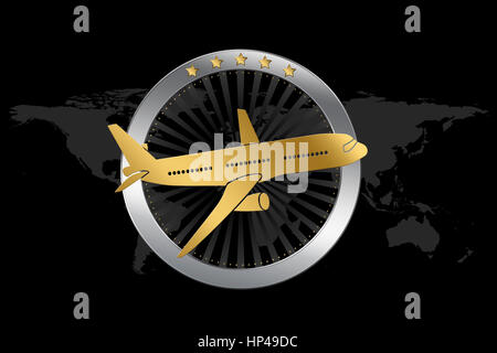 Travel Symbol / Airplane - Airline Symbol in Luxury style Stock Photo
