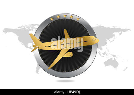 Travel Symbol / Airplane - Airline Symbol in Luxury style Stock Photo