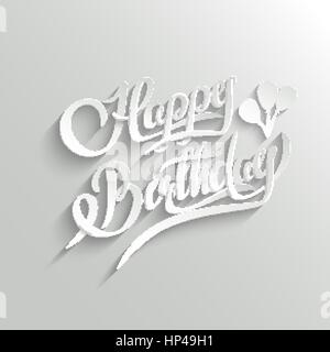 Happy Birthday Hand Lettering Greeting Card.  Vector Background. Invitation Card. Handmade Calligraphy. 3d Text with Shadow Stock Vector