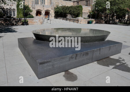 Women’s Table sculpture by Maya Lin outside the Sterling Memorial Library, Yale University, New Haven, Connecticut, United States. Stock Photo