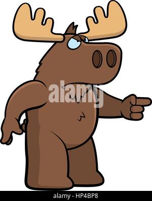 A cartoon moose with an angry expression. Stock Vector