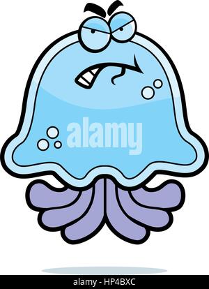 A cartoon jellyfish with an angry expression. Stock Vector