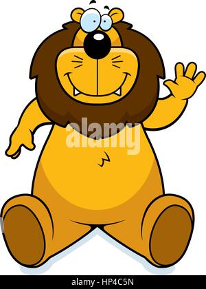 A happy cartoon lion sitting and smiling. Stock Vector