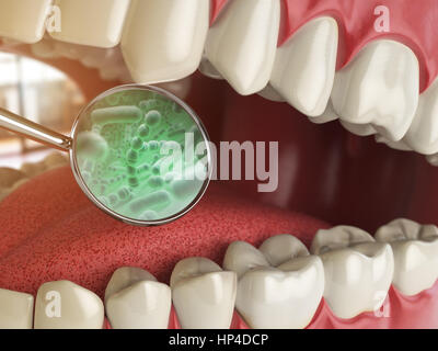 Bacterias and viruses around tooth. Dental hygiene medical concept. 3d illustration Stock Photo