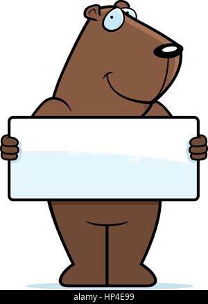 A happy cartoon groundhog with a sign. Stock Vector