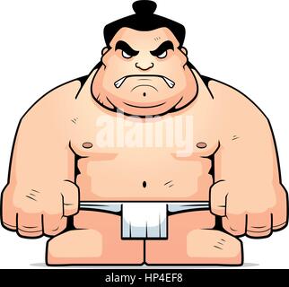 A big cartoon sumo wrestler with an angry expression. Stock Vector