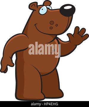 A happy cartoon bear waving and smiling. Stock Vector