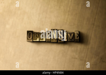 OFFENSIVE - close-up of grungy vintage typeset word on metal backdrop. Royalty free stock illustration.  Can be used for online banner ads and direct  Stock Photo
